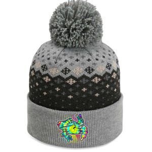 Funny Trippy Hippie Psychedelic Peace Frog The Baniff Cuffed Pom Beanie