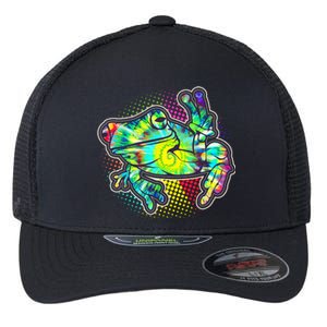 Funny Trippy Hippie Psychedelic Peace Frog Flexfit Unipanel Trucker Cap