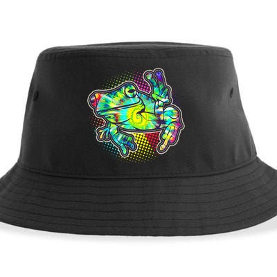 Funny Trippy Hippie Psychedelic Peace Frog Sustainable Bucket Hat