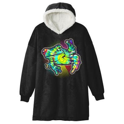 Funny Trippy Hippie Psychedelic Peace Frog Hooded Wearable Blanket