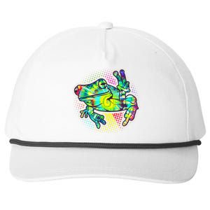 Funny Trippy Hippie Psychedelic Peace Frog Snapback Five-Panel Rope Hat