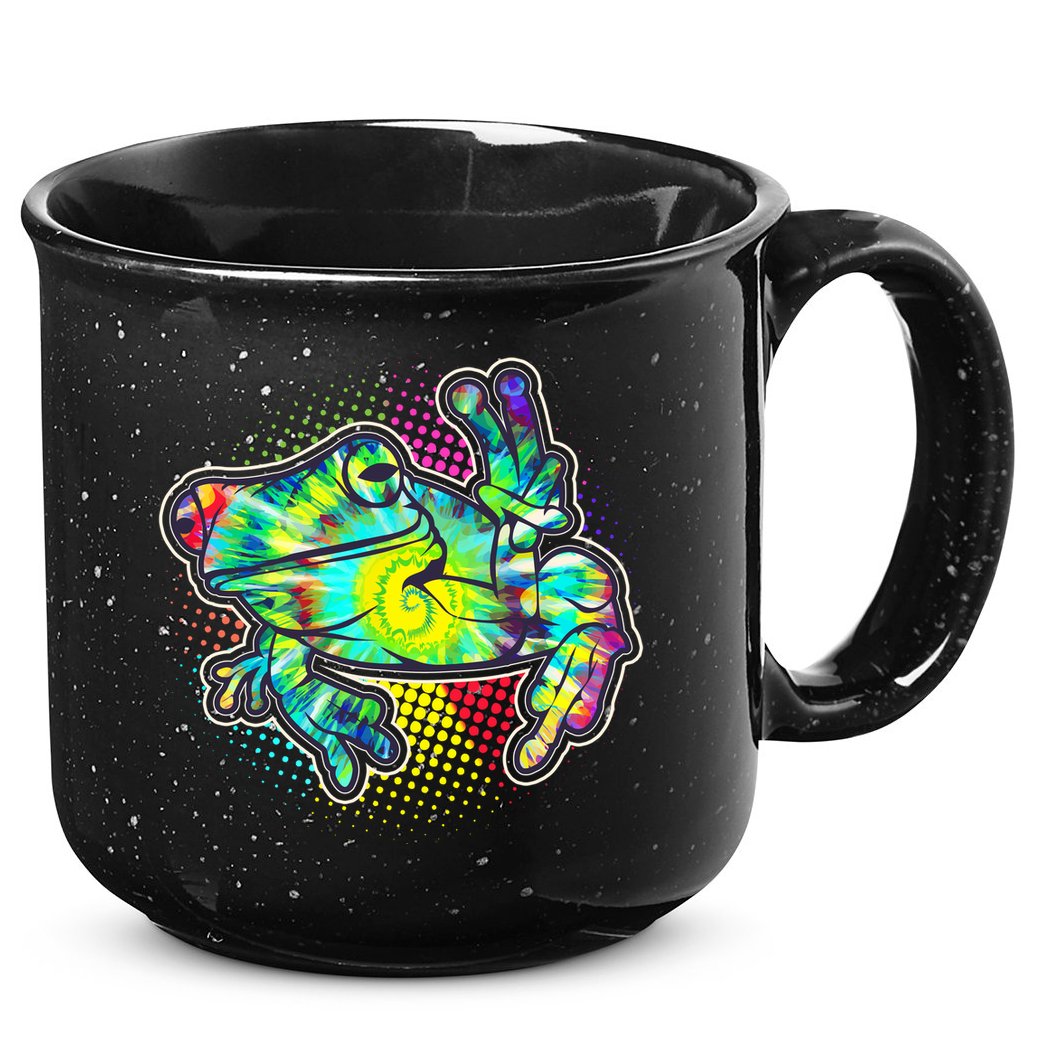Funny Trippy Hippie Psychedelic Peace Frog 15oz Campfire Ceramic Mug