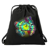 Funny Trippy Hippie Psychedelic Peace Frog Drawstring Bag