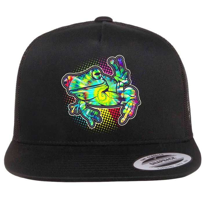 Funny Trippy Hippie Psychedelic Peace Frog Flatbill Hat