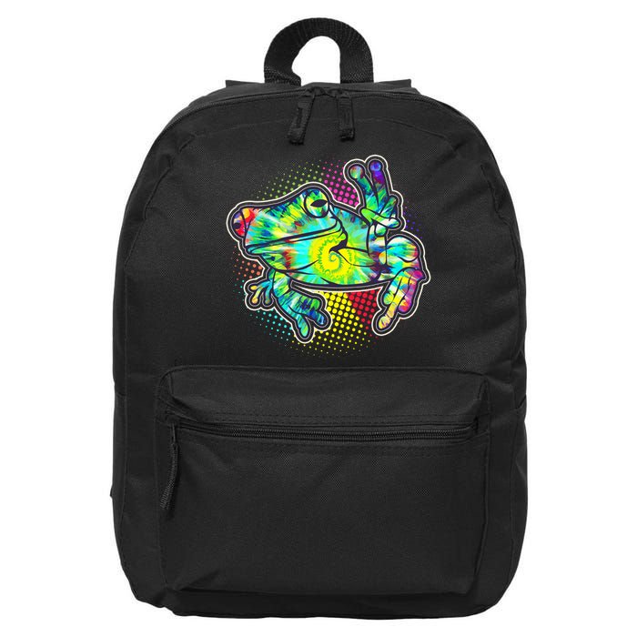 Funny Trippy Hippie Psychedelic Peace Frog 16 in Basic Backpack