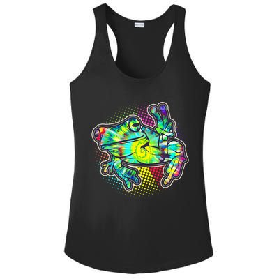 Funny Trippy Hippie Psychedelic Peace Frog Ladies PosiCharge Competitor Racerback Tank