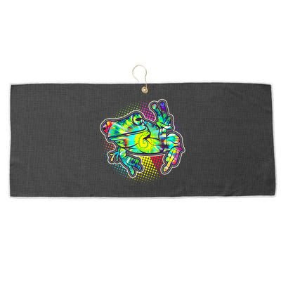Funny Trippy Hippie Psychedelic Peace Frog Large Microfiber Waffle Golf Towel