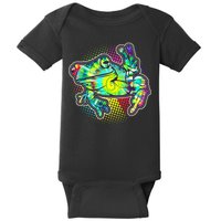 Funny Trippy Hippie Psychedelic Peace Frog Baby Bodysuit
