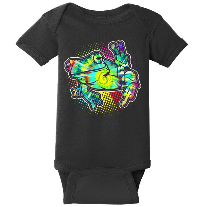 Funny Trippy Hippie Psychedelic Peace Frog Baby Bodysuit