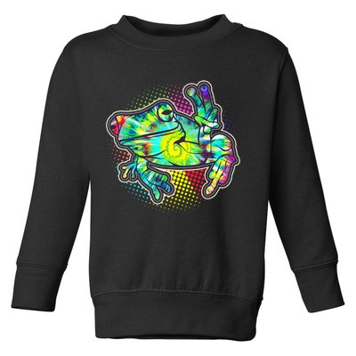 Funny Trippy Hippie Psychedelic Peace Frog Toddler Sweatshirt