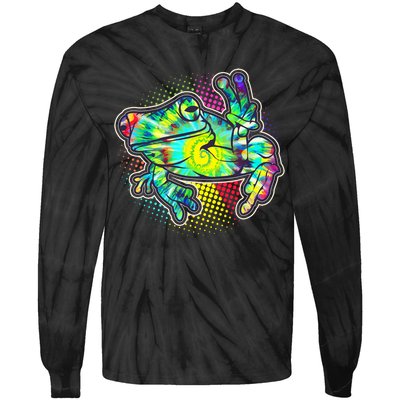 Funny Trippy Hippie Psychedelic Peace Frog Tie-Dye Long Sleeve Shirt