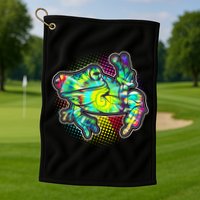Funny Trippy Hippie Psychedelic Peace Frog Golf Towel