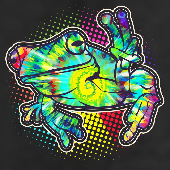 Funny Trippy Hippie Psychedelic Peace Frog Golf Towel