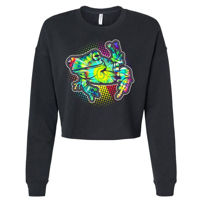 Funny Trippy Hippie Psychedelic Peace Frog Cropped Pullover Crew