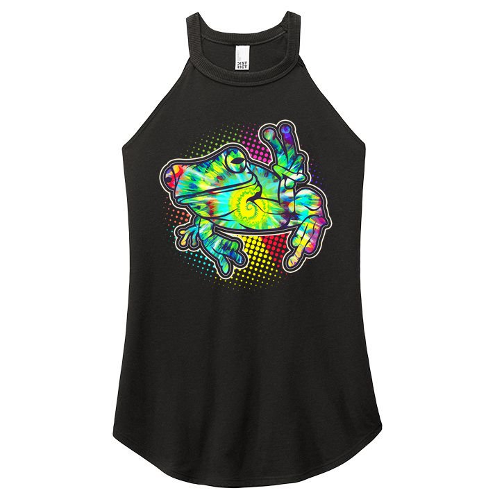 Funny Trippy Hippie Psychedelic Peace Frog Women's Perfect Tri Rocker Tank