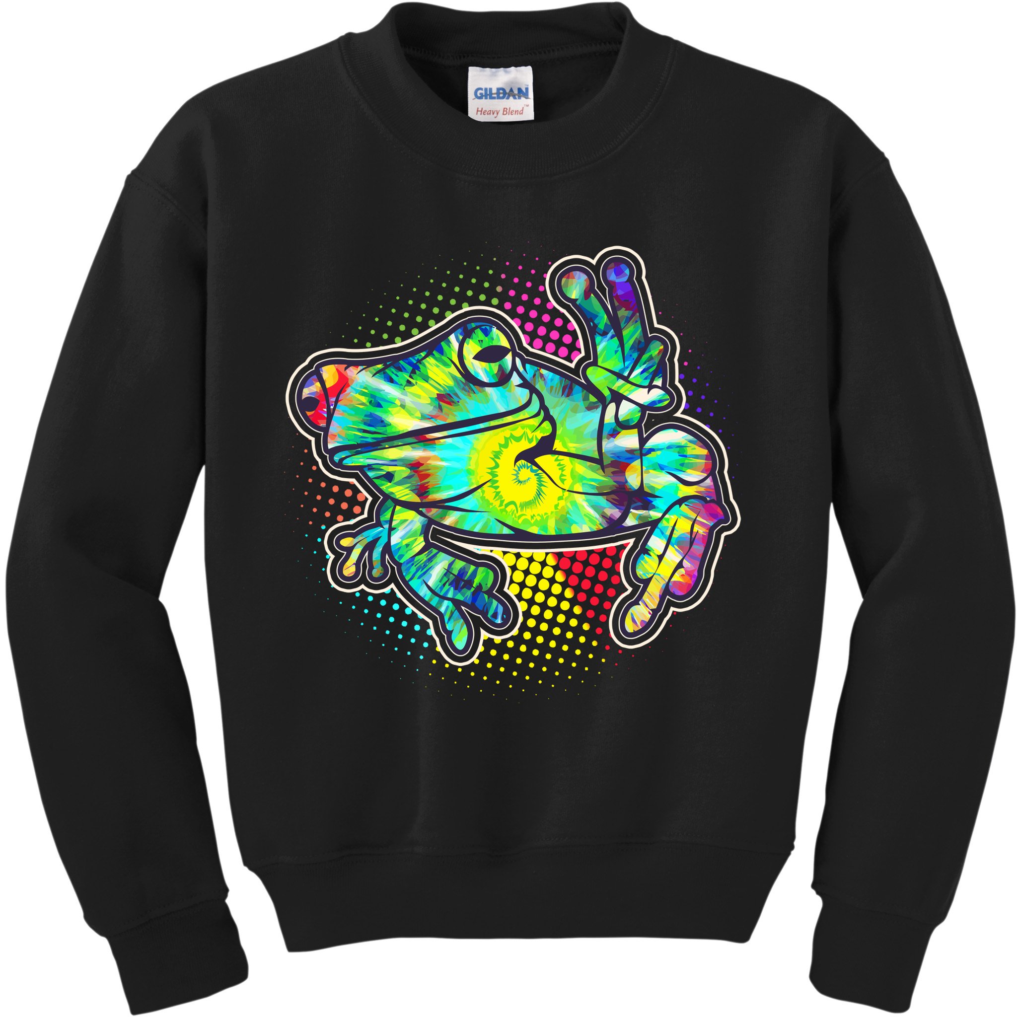 Funny Trippy Hippie Psychedelic Peace Frog Kids Sweatshirt