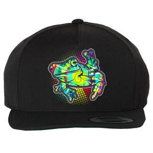 Funny Trippy Hippie Psychedelic Peace Frog Wool Snapback Cap