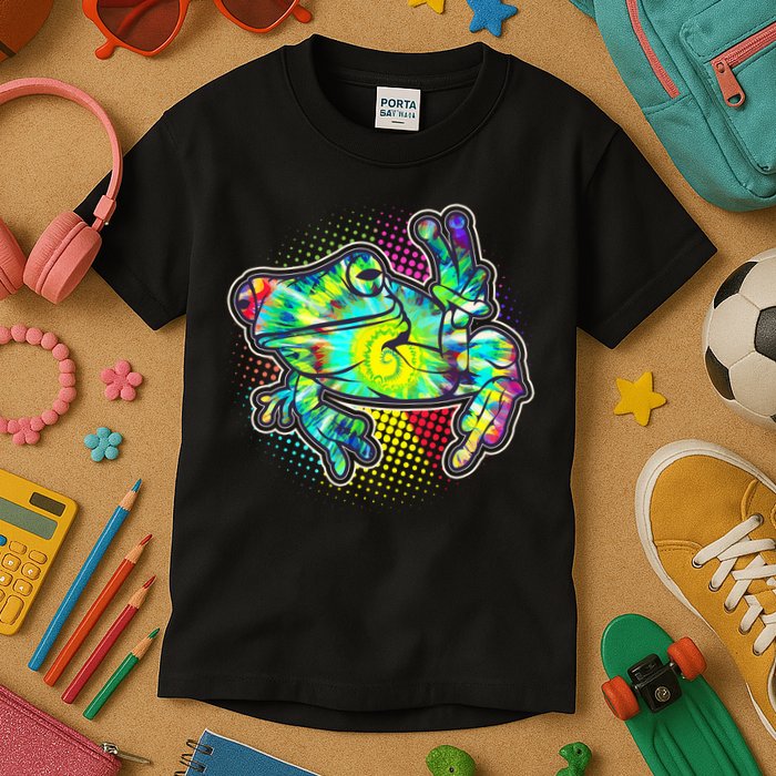 Funny Trippy Hippie Psychedelic Peace Frog Kids T-Shirt