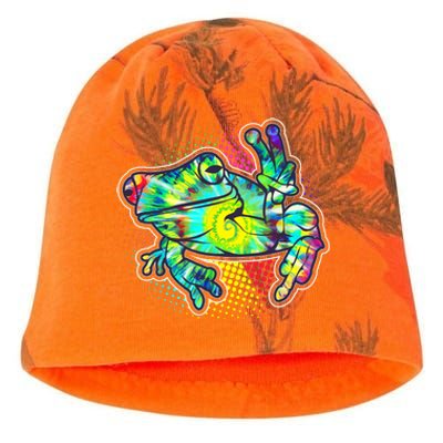 Funny Trippy Hippie Psychedelic Peace Frog Kati - Camo Knit Beanie