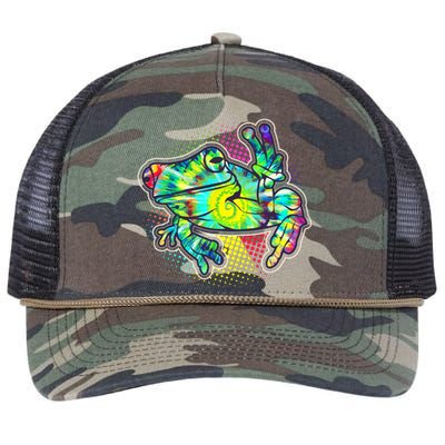 Funny Trippy Hippie Psychedelic Peace Frog Retro Rope Trucker Hat Cap