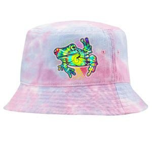 Funny Trippy Hippie Psychedelic Peace Frog Tie-Dyed Bucket Hat