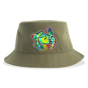 Funny Trippy Hippie Psychedelic Peace Frog Sustainable Bucket Hat