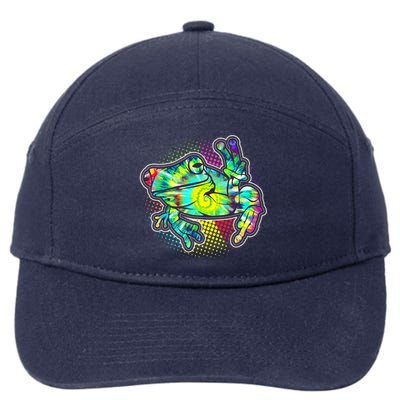 Funny Trippy Hippie Psychedelic Peace Frog 7-Panel Snapback Hat