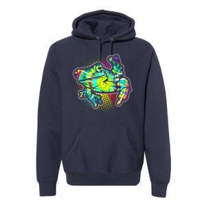 Funny Trippy Hippie Psychedelic Peace Frog Premium Hoodie