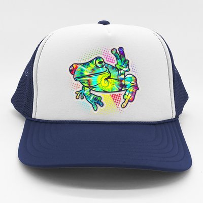 Funny Trippy Hippie Psychedelic Peace Frog Trucker Hat