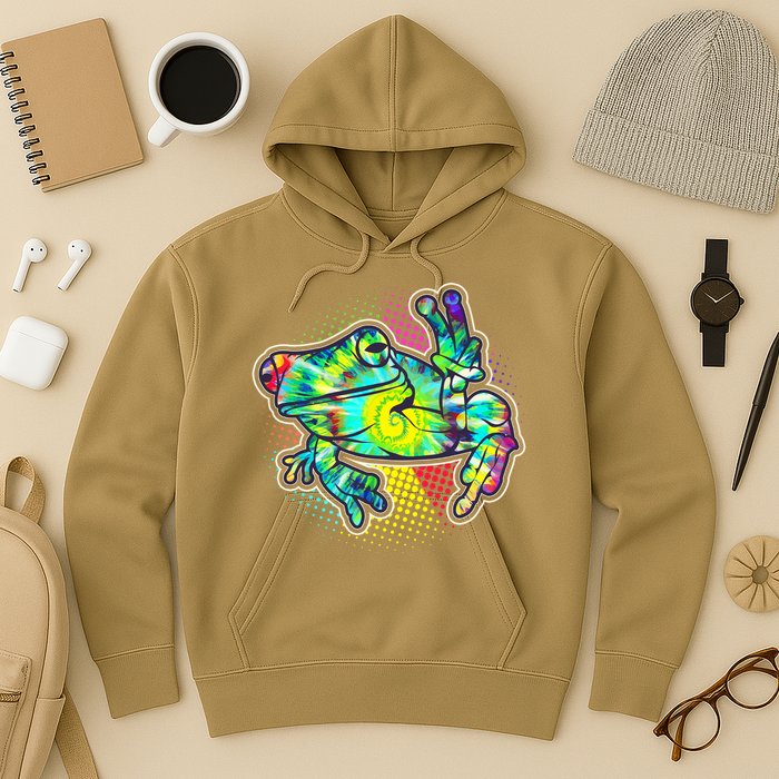 Funny Trippy Hippie Psychedelic Peace Frog Hoodie