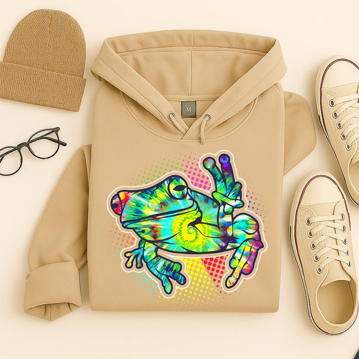Funny Trippy Hippie Psychedelic Peace Frog Hoodie