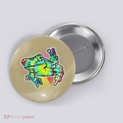 Funny Trippy Hippie Psychedelic Peace Frog Button