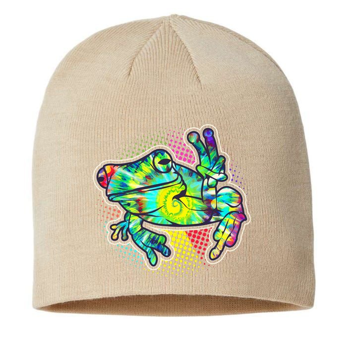 Funny Trippy Hippie Psychedelic Peace Frog Sustainable Beanie