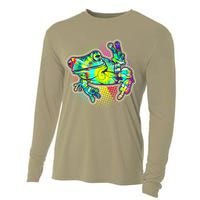 Funny Trippy Hippie Psychedelic Peace Frog Cooling Performance Long Sleeve Crew