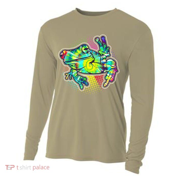 Funny Trippy Hippie Psychedelic Peace Frog Cooling Performance Long Sleeve Crew