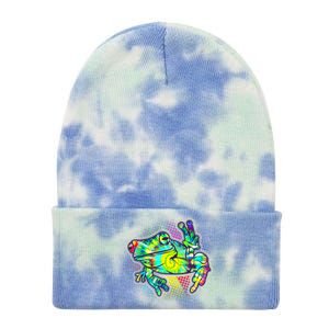 Funny Trippy Hippie Psychedelic Peace Frog Tie Dye 12in Knit Beanie