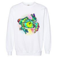 Funny Trippy Hippie Psychedelic Peace Frog Garment-Dyed Sweatshirt