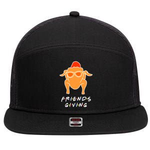 Funny Turkey Happy Friendsgiving Funny Gift For Friends Gift 7 Panel Mesh Trucker Snapback Hat