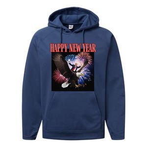 Funny Trump Happy New Year 2025 We Made History Donald Pump Performance Fleece Hoodie