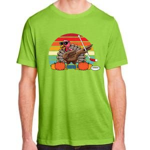 Funny Thanksgiving Hockey Player Team Dabbing Turkey Day Gift Adult ChromaSoft Performance T-Shirt