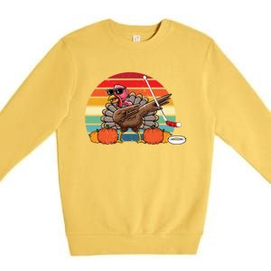 Funny Thanksgiving Hockey Player Team Dabbing Turkey Day Gift Premium Crewneck Sweatshirt