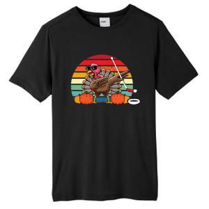 Funny Thanksgiving Hockey Player Team Dabbing Turkey Day Gift Tall Fusion ChromaSoft Performance T-Shirt