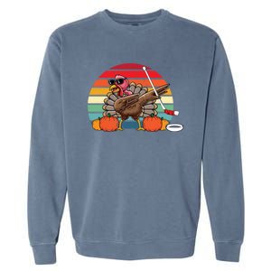 Funny Thanksgiving Hockey Player Team Dabbing Turkey Day Gift Garment-Dyed Sweatshirt