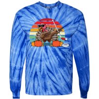 Funny Thanksgiving Hockey Player Team Dabbing Turkey Day Gift Tie-Dye Long Sleeve Shirt