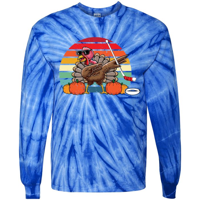 Funny Thanksgiving Hockey Player Team Dabbing Turkey Day Gift Tie-Dye Long Sleeve Shirt