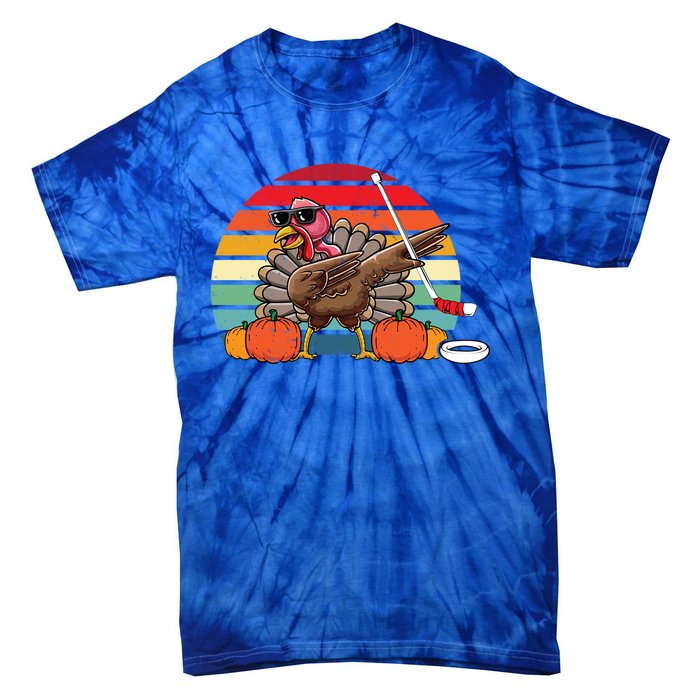 Funny Thanksgiving Hockey Player Team Dabbing Turkey Day Gift Tie-Dye T-Shirt