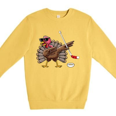 Funny Thanksgiving Hockey Player Team Dabbing Turkey Day Cute Gift Premium Crewneck Sweatshirt