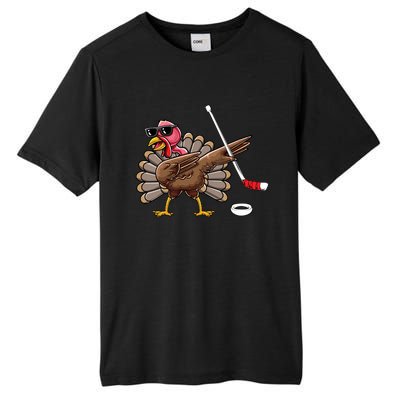 Funny Thanksgiving Hockey Player Team Dabbing Turkey Day Cute Gift Tall Fusion ChromaSoft Performance T-Shirt