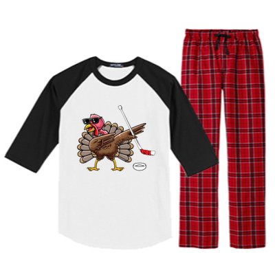 Funny Thanksgiving Hockey Player Team Dabbing Turkey Day Cute Gift Raglan Sleeve Pajama Set