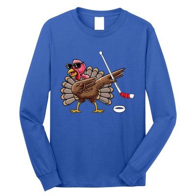 Funny Thanksgiving Hockey Player Team Dabbing Turkey Day Cute Gift Long Sleeve Shirt